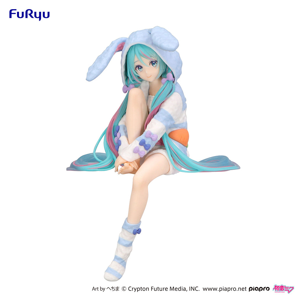 Hatsune Miku - Hatsune Miku Noodle Stopper Figure -Rabbit Ear Hood Pajama Blue Color ver.-
