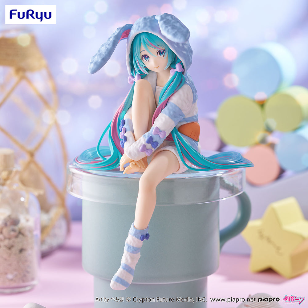 Hatsune Miku - Hatsune Miku Noodle Stopper Figure -Rabbit Ear Hood Pajama Blue Color ver.-
