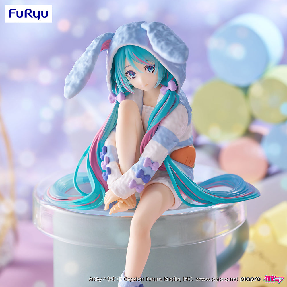 Hatsune Miku - Hatsune Miku Noodle Stopper Figure -Rabbit Ear Hood Pajama Blue Color ver.-