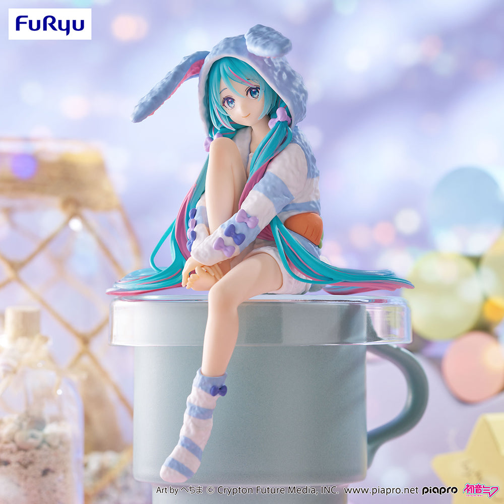 Hatsune Miku - Hatsune Miku Noodle Stopper Figure -Rabbit Ear Hood Pajama Blue Color ver.-
