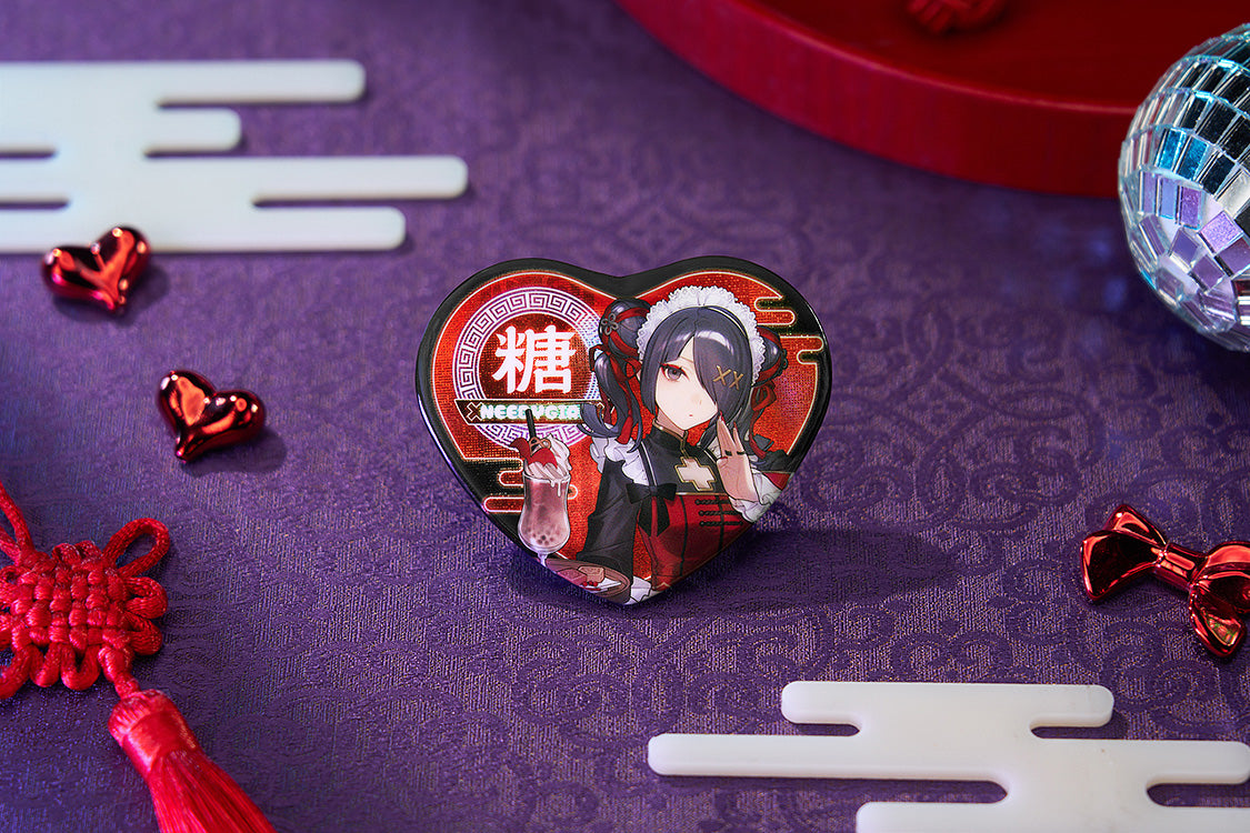 NEEDY STREAMER OVERLOAD - Needy Streamer Chinese Restaurant Series Heart-Shaped Pinback Button OMGkawaiiAngel/Ame
