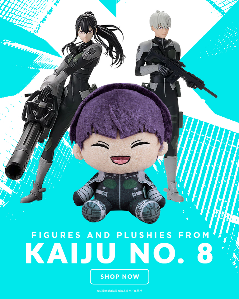 Collectible figures from Kaiju No. 8 by Good Smile Company and SEGA