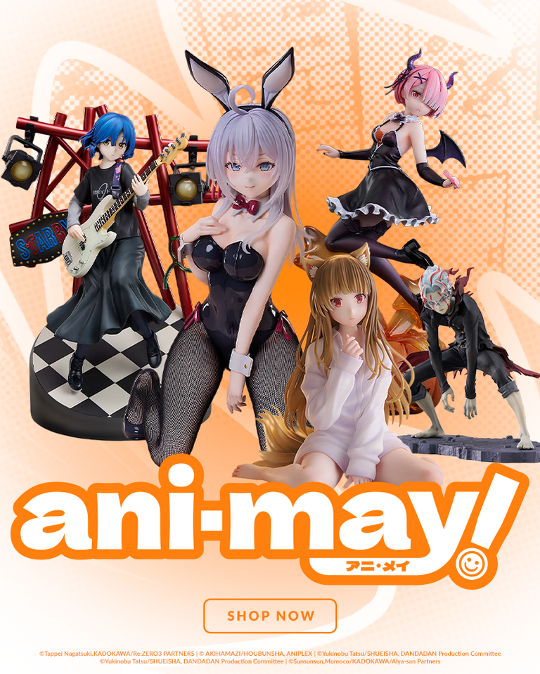 Ani-May collection of anime figures from Re:ZERO, Dandadan, and Bocchi the Rock