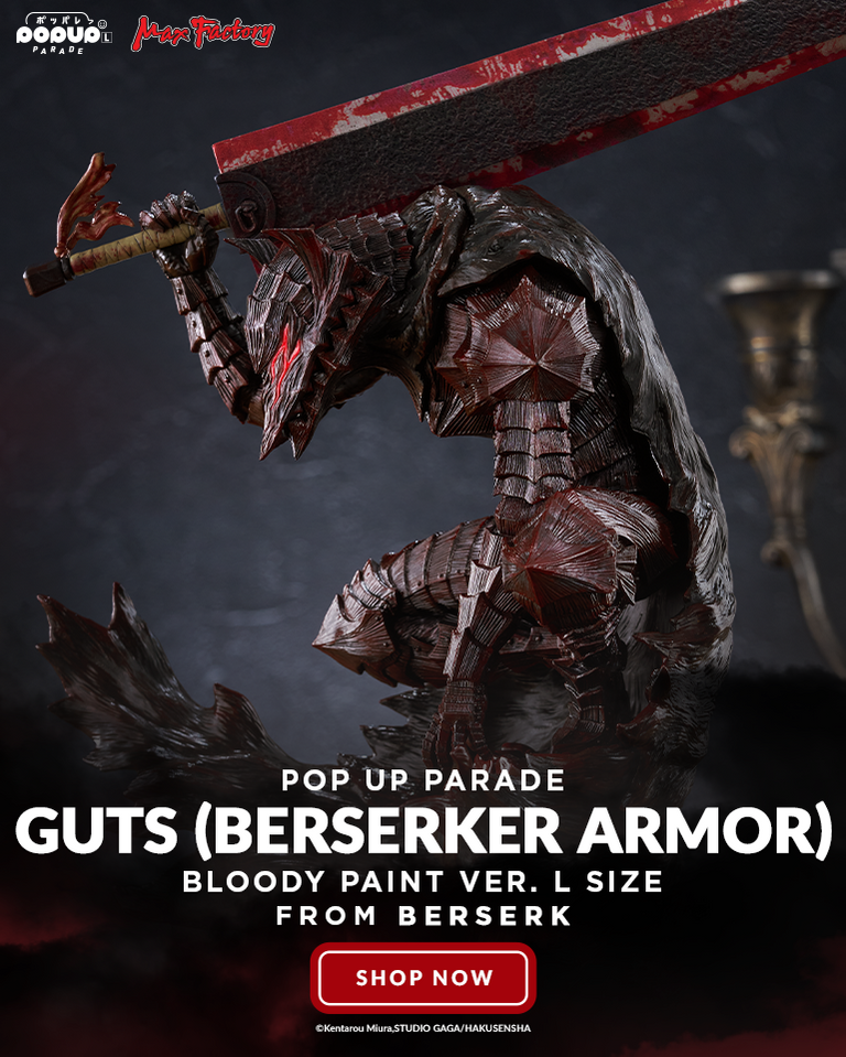 POP UP PARADE Guts (Berserker Armor): Bloody Paint Ver. L Size Figure from Berserk by Max Factory