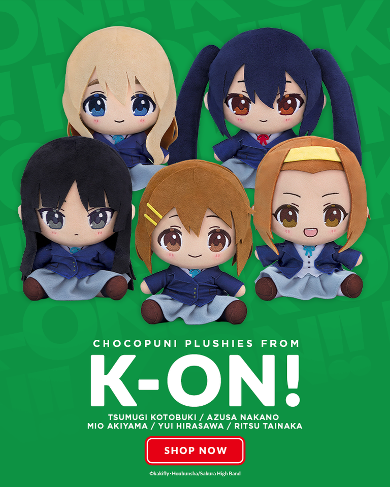 Chocopuni Plushie Yui Hirasawa, Mio Akiyama, Ritsu Tainaka, Tsumugi Kotobuki, and Azusa Nakano from K-ON! by Good Smile Company