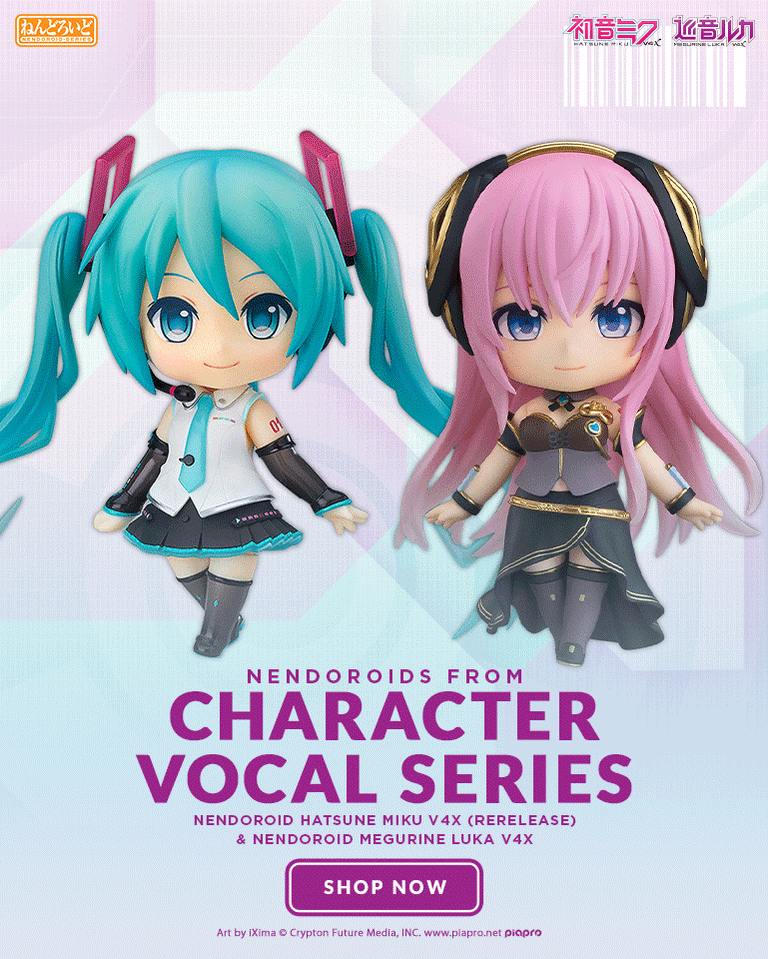 Nendoroid Hatsune Miku V4X & Megurine Luka V4X chibi figures by Good Smile Company