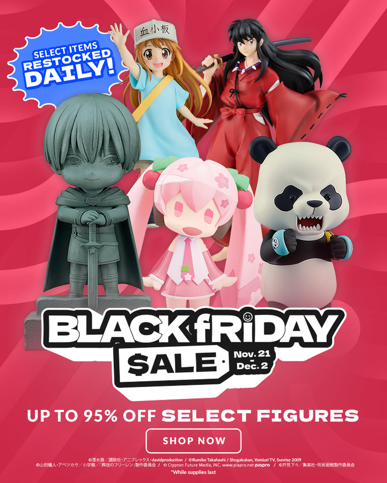 Good Smile Company U.S. Black Friday Sale banner featuring discounts on anime figures, Nendoroids, and collectibles for fans and collectors