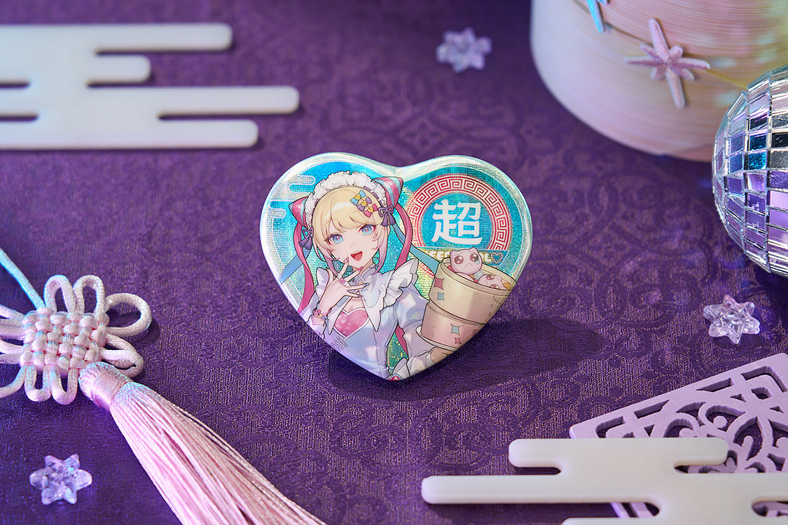 NEEDY STREAMER OVERLOAD - Needy Streamer Chinese Restaurant Series Heart-Shaped Pinback Button OMGkawaiiAngel/Ame