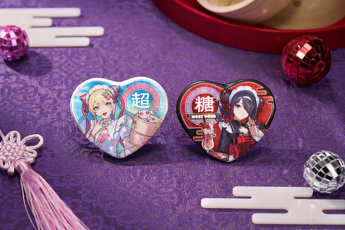 NEEDY STREAMER OVERLOAD - Needy Streamer Chinese Restaurant Series Heart-Shaped Pinback Button OMGkawaiiAngel/Ame